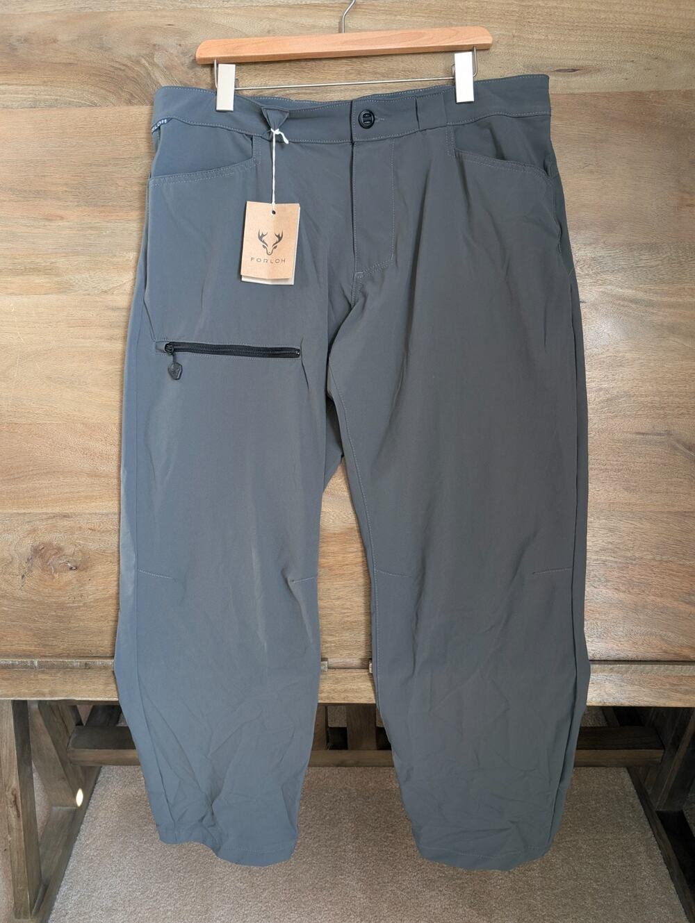 For Loh Solair UPF Lightweight Pants Mens 38 Green High Waisted Straight Leg NWT